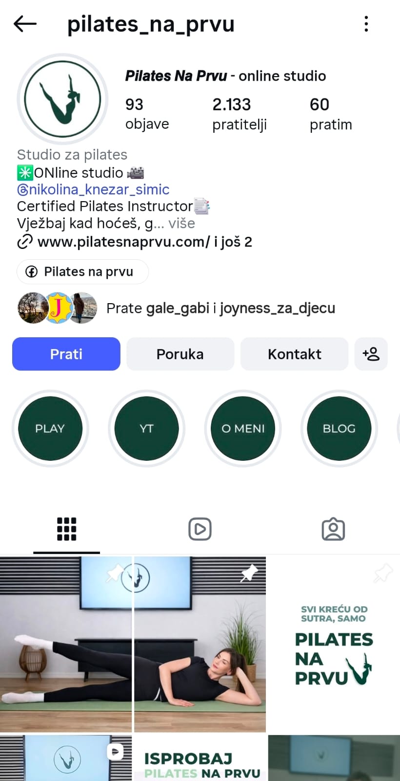 Pilates Na Prvu Instagram